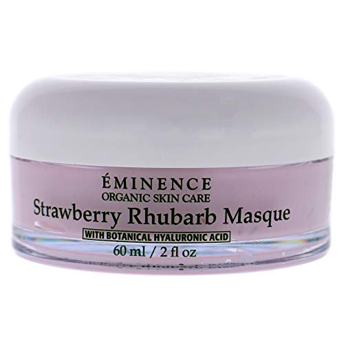 Eminence Organic Strawberry Rhubarb Masque 2oz with hyaluronic acid for hydration and radiant skin.