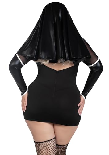 Hottie Sexy Nun Costume, MEDIUM, Black/White