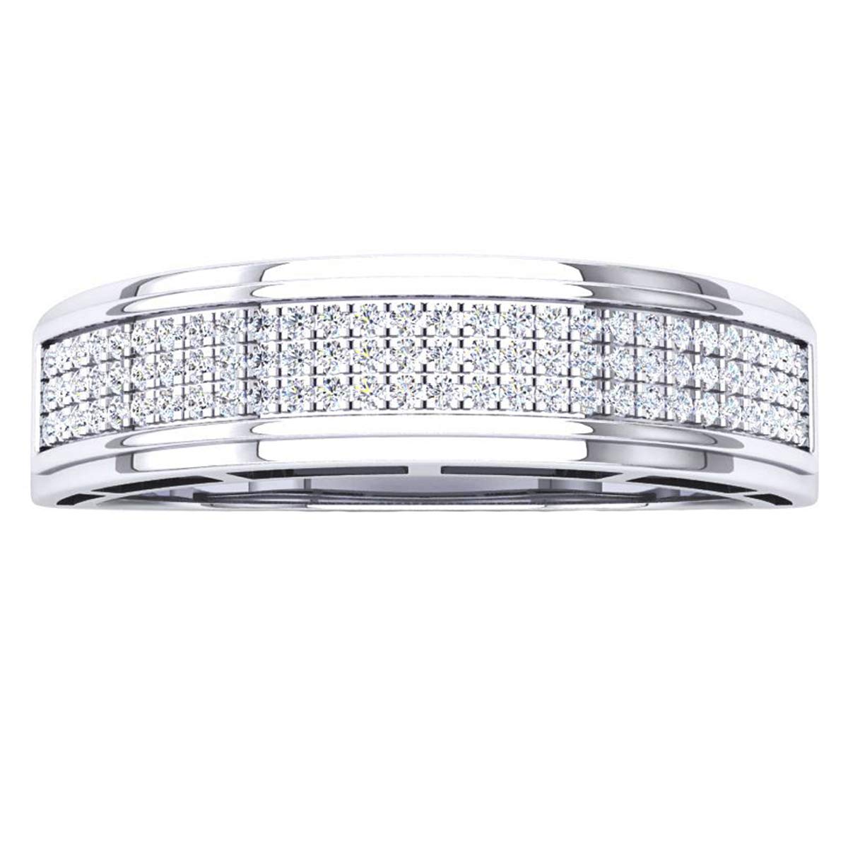 Dazzlingrock Collection 0.25 Cttw Round Lab Grown White Diamond Men's Hip Hop Wedding Band in 14K Solid White Gold, Size 12