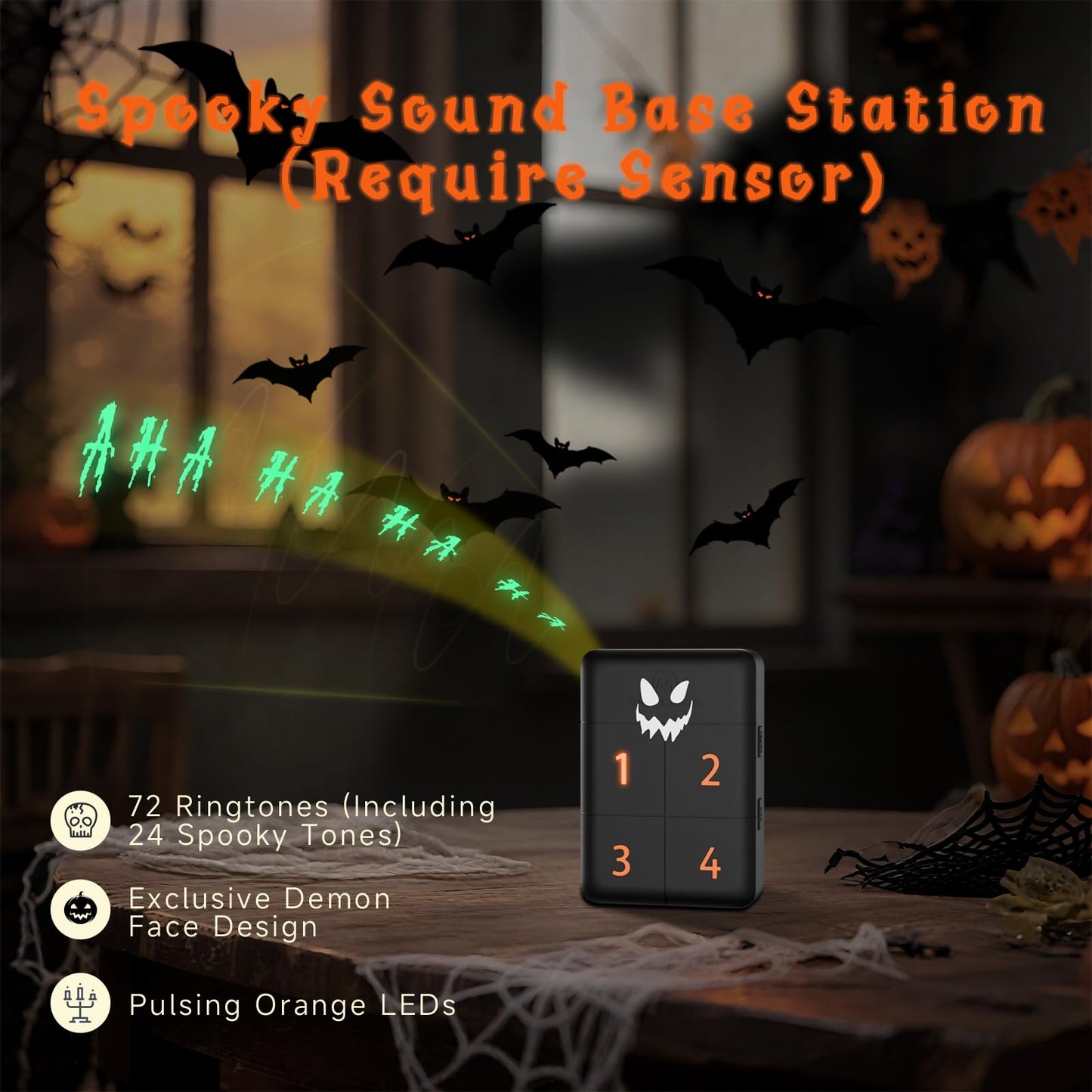 Halloween Decorations Motion Detector with App – Rechargeable Base Station with Spooky Halloween Music, Halloween-Themed Gift Packaging, Idea Gift for Homeowners &Trick-or-Treaters