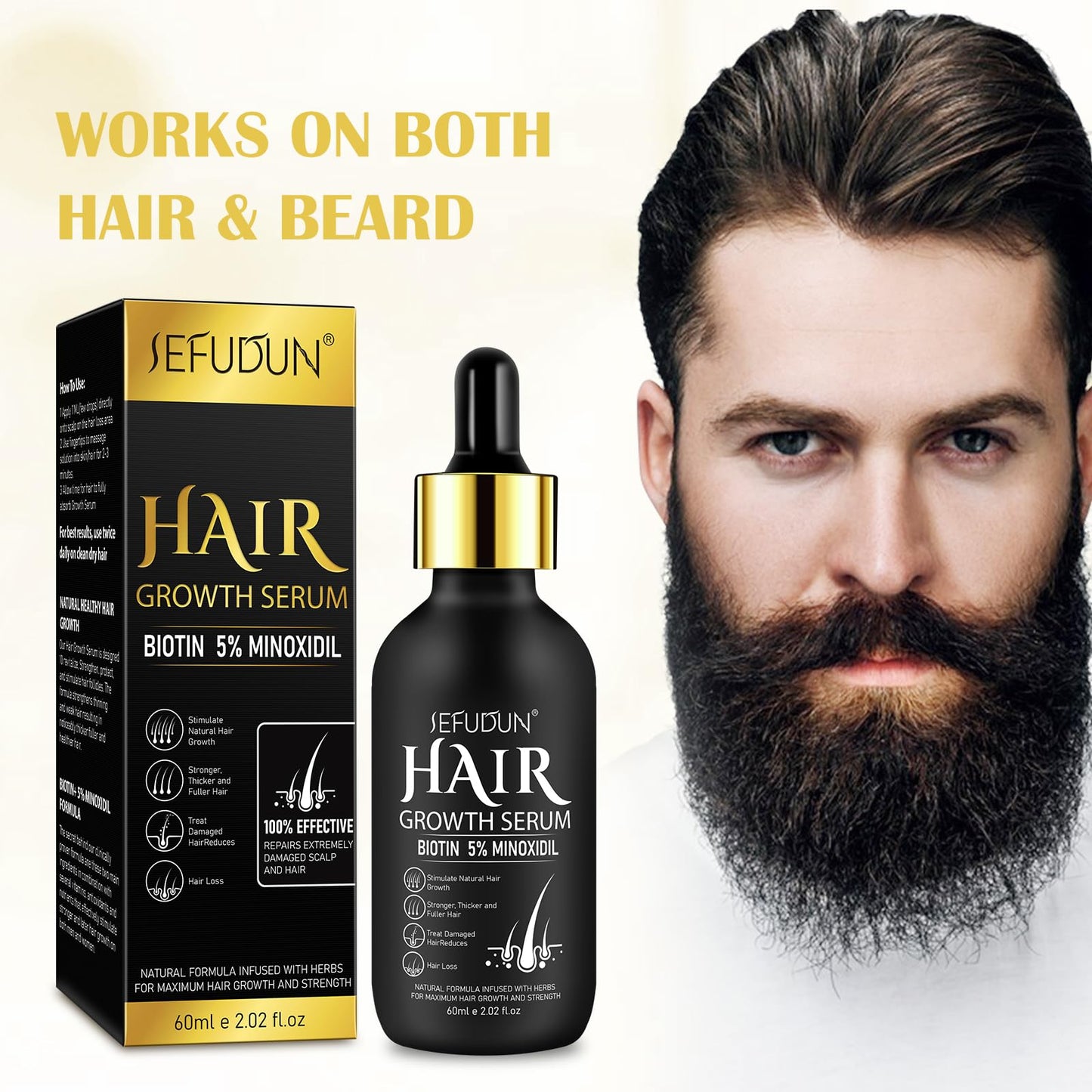 Minoxidil for Men & Women, Minoxidil for Women Hair Growth, Minoxidil for Men Beard, Natural Hair Regrowth Treatment for Hair Loss Hair Thinning, Thicker Fuller Healthier Hair
