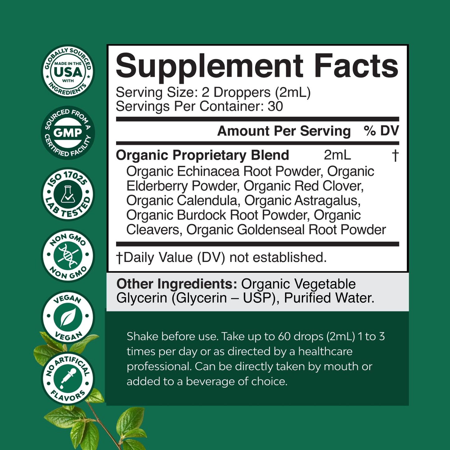 Herbal Lymphatic Drainage Drops Cleanse and Immune Support Supplement