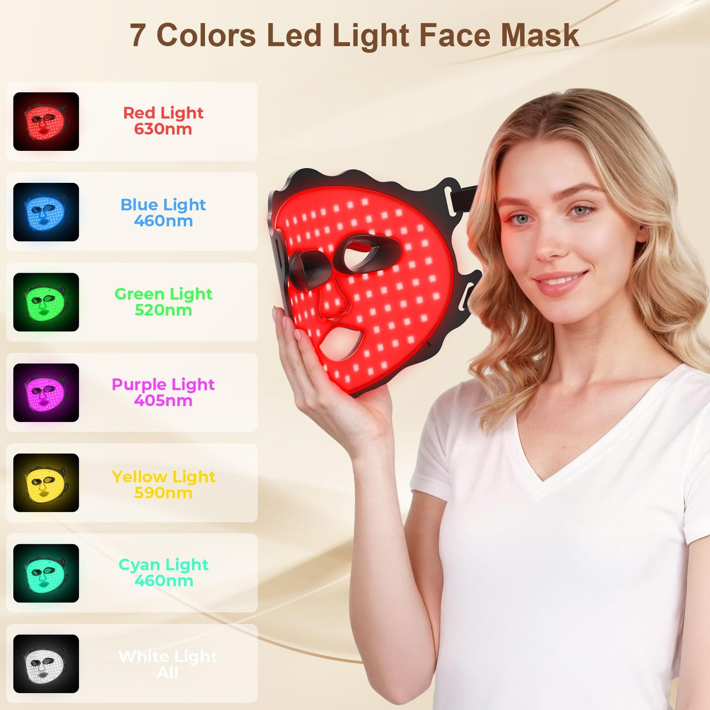 Red Light Therapy for Face, Led Face Mask Light Therapy with Rechargeable Remote, LED Face Mask Light Therapy at Home, Comfortable Red Light Therapy Mask