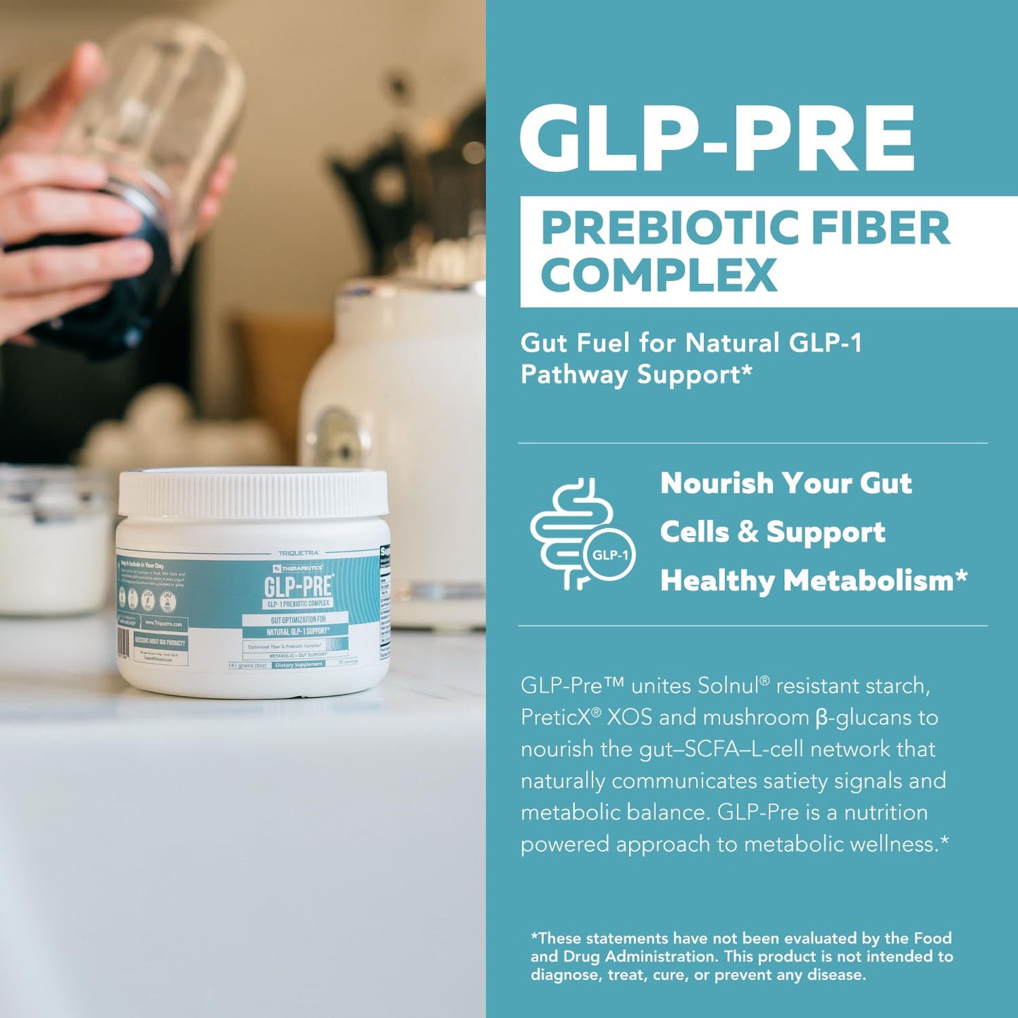 GLP-Pre™ – Optimized Prebiotic Fiber Complex - Gut-Microbiome Optimization for Natural GLP-1 Pathway Support & Metabolic Wellness - Includes Clinically Studied Non-Digestible Fibers - 30 Servings