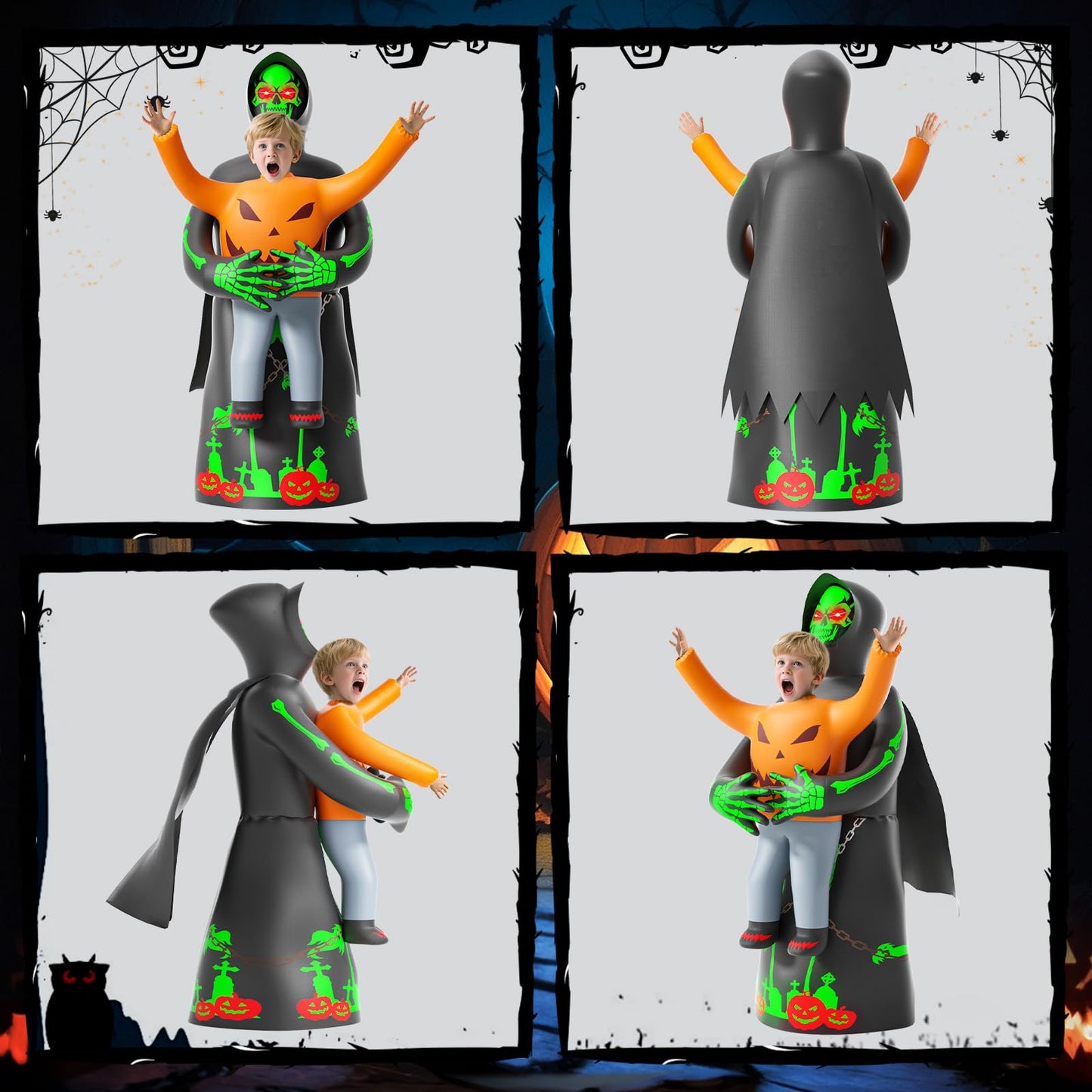 Inflatable Costume for Kids, Lights Halloween Costume, Scary Blow Glow Cosplay Costumes, Halloween Birthday Party Games for Kids 6-8 Cosplay Events Party