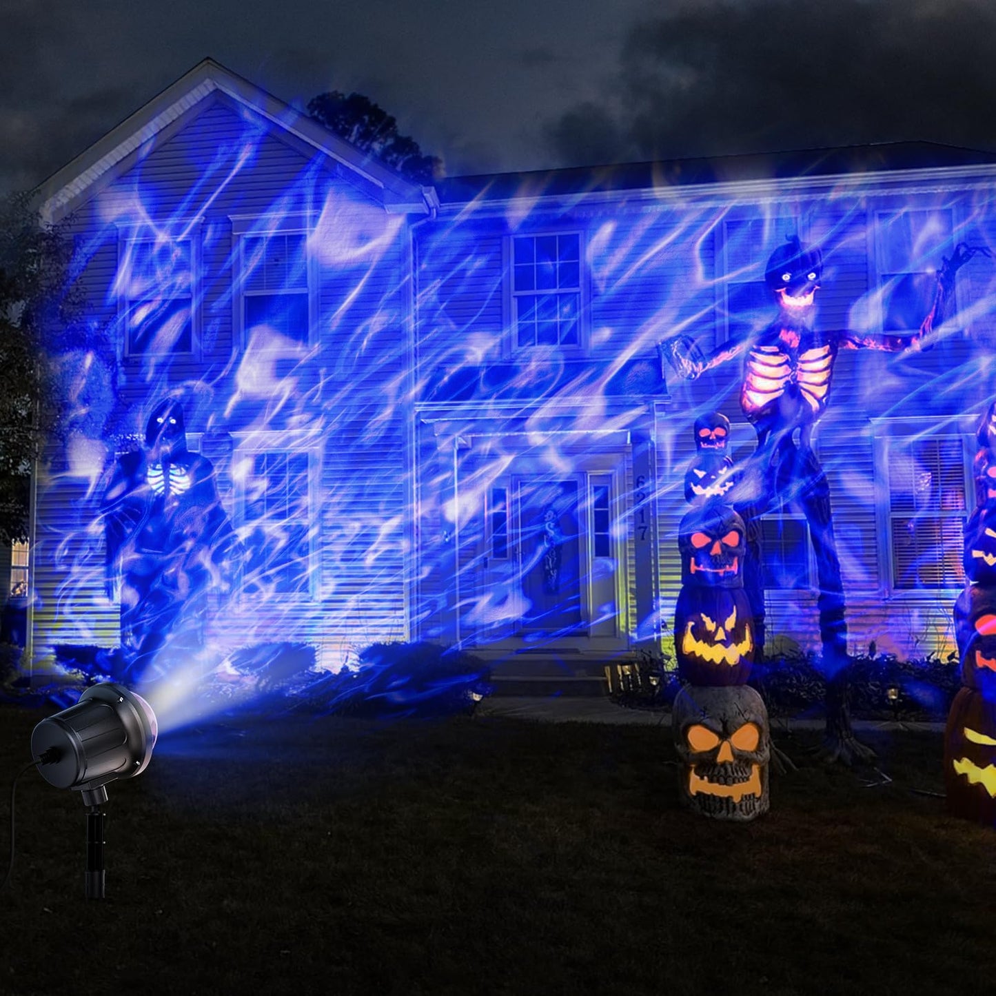 Halloween Christmas Projector Lights Outdoor, RGBW Ocean Wave LED Light Projector with Remote & Timer, IP65 Weatherproof for Yard, House Parties, Bedroom Ceiling Decor (Holiday Gift Idea)
