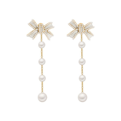 Pearl Drop Earrings for Women, Gold Plated Pearl Dangle Earrings, Hypoallergenic Elegant Gold Pearl Tassel Earring, Birthday Gift