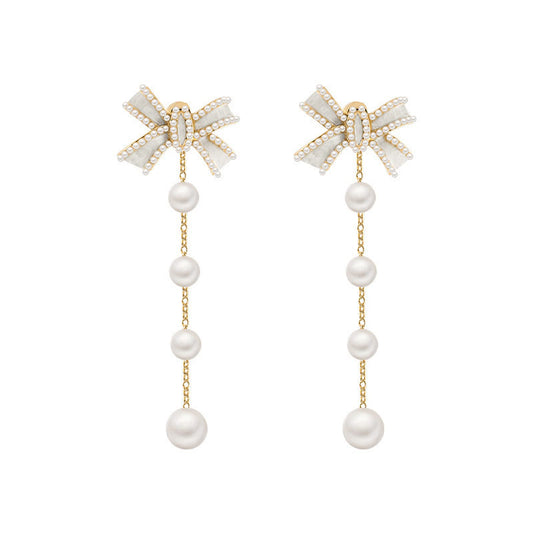 Pearl Drop Earrings for Women, Gold Plated Pearl Dangle Earrings, Hypoallergenic Elegant Gold Pearl Tassel Earring, Birthday Gift