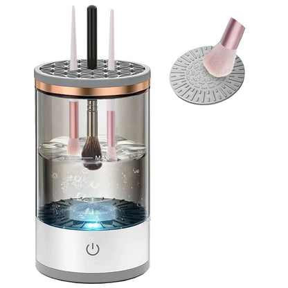 Electric Makeup Brush Cleaner Machine with Makeup Brush Cleaning Mat, Portable Cosmetic Brush Cleaner with Makeup Brush Holder, Automatic Spinning Makeup Brush Cleaner for All Size Makeup Brushes