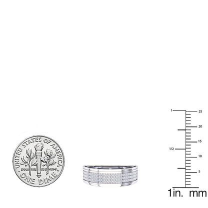 Dazzlingrock Collection 0.25 Cttw Round Lab Grown White Diamond Men's Hip Hop Wedding Band in 14K Solid White Gold, Size 12