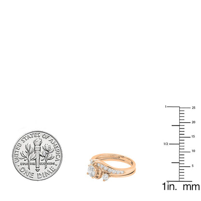 Dazzlingrock Collection 1.00 Cttw Round Lab Grown White Diamond Women Swirl Engagement Ring Set in 18K Solid Rose Gold, Size 7.5