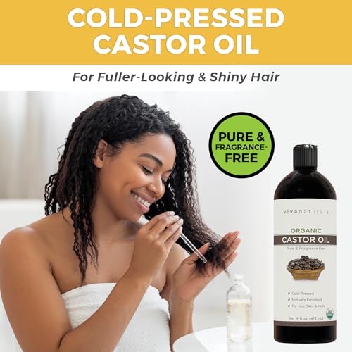 Cold pressed Organic Castor Oil 16 fl oz - Castor Oil for Face, Eyelashes, Traditional Eyebrow Serum, Hair Oil - Certified Organic & Non-GMO