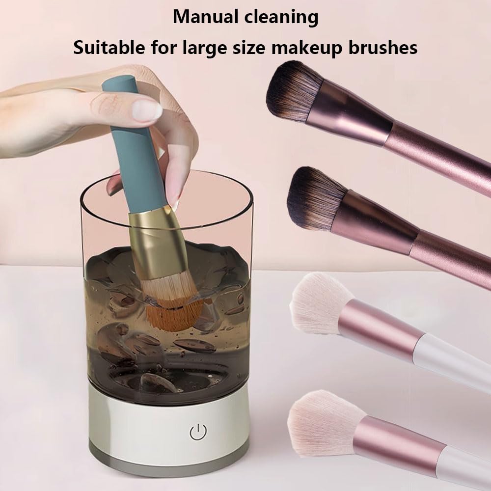 Electric Makeup Brush Cleaner Machine with Makeup Brush Cleaning Mat, Portable Cosmetic Brush Cleaner with Makeup Brush Holder, Automatic Spinning Makeup Brush Cleaner for All Size Makeup Brushes