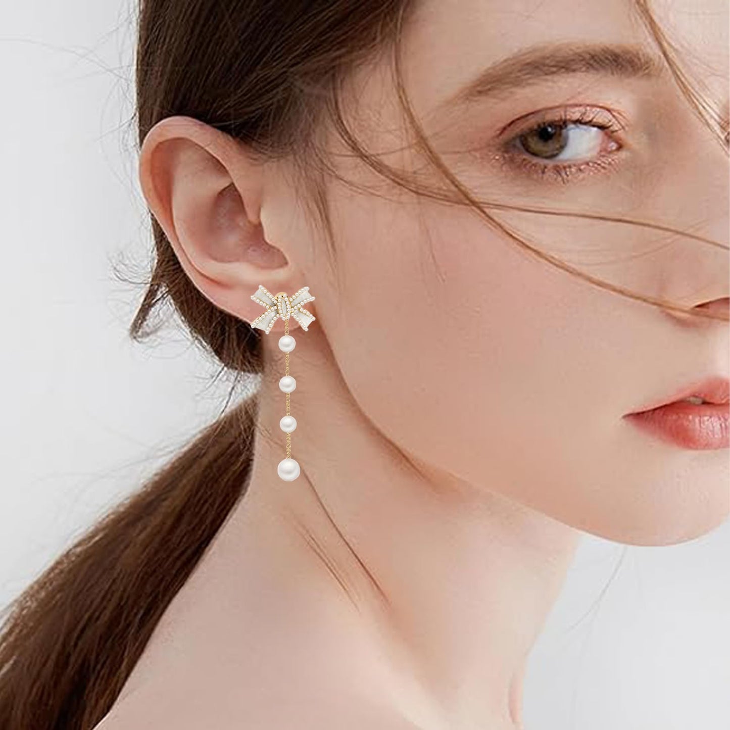 Pearl Drop Earrings for Women, Gold Plated Pearl Dangle Earrings, Hypoallergenic Elegant Gold Pearl Tassel Earring, Birthday Gift