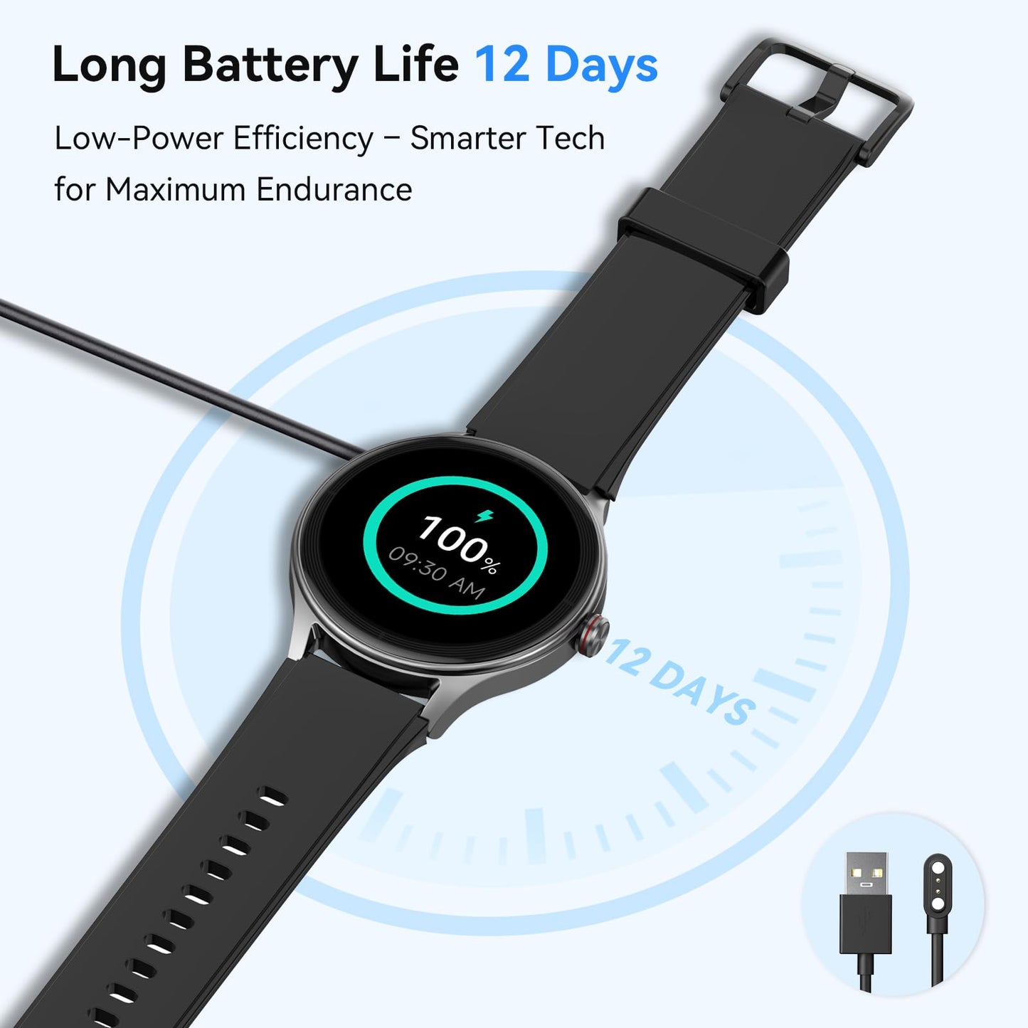 Fitpolo Smart Watches for Men/Women (2 Bands), 1.27" Round Smartwatch Fitness Tracker with Bluetooth Calls (Make/Answer), Heart Rate/SpO2/Sleep Monitor, 7 Days Battery, IP68 Waterproof - Black