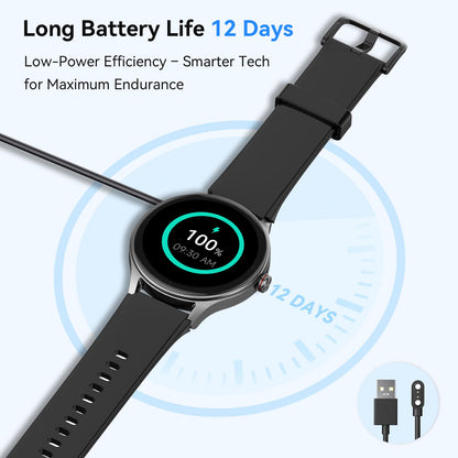 Fitpolo Smart Watches for Men/Women (2 Bands), 1.27" Round Smartwatch Fitness Tracker with Bluetooth Calls (Make/Answer), Heart Rate/SpO2/Sleep Monitor, 7 Days Battery, IP68 Waterproof - Black