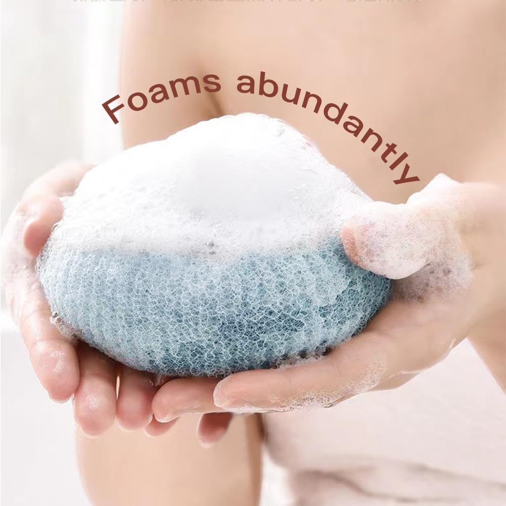 Suction Cup Bath Ball, Super Soft Sunflower Suction Cup Bath Ball Shower Sponge Exfoliating Shower Ball Bath Sponges Shower Loofah Sponges to Scrub Body and Enjoy Shower Apricot & Blue