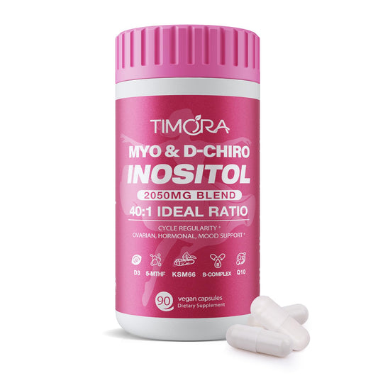 TIMORA Premium 10-in-1 Myo-inositol & D-Chiro Inositol Supplement for Women, Small Capsules for Hormone Balance & Ovarian Support, Skin Health, Plus Folate and Vitamin D - Ideal 40:1 Ratio