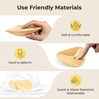 Double Sided Sticky Bra Push Up, Invisible Bra Pad Inserts for large breasts, Adhesive Bra for Bikini Swimsuit (Beige, Large)