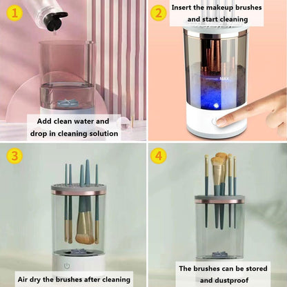 Electric Makeup Brush Cleaner Machine with Makeup Brush Cleaning Mat, Portable Cosmetic Brush Cleaner with Makeup Brush Holder, Automatic Spinning Makeup Brush Cleaner for All Size Makeup Brushes