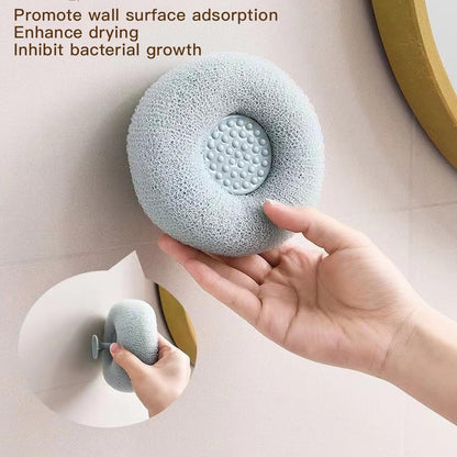 Suction Cup Bath Ball, Super Soft Sunflower Suction Cup Bath Ball Shower Sponge Exfoliating Shower Ball Bath Sponges Shower Loofah Sponges to Scrub Body and Enjoy Shower Apricot & Blue