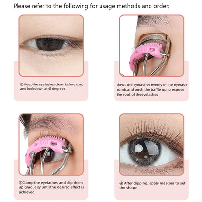 Eyelash Curlers with Small Eyelash Comb & Refill Pads, High On Lash Curler Stainless Steel Eyelash Makeup Tool for Eye-Opening & Lifted Lashes, Wide Angle Beauty Curling Natural Styling