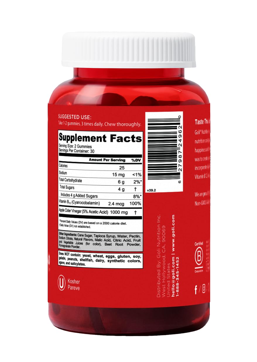 Apple Cider Vinegar Gummy Vitamins - 300 Count - Vitamin B12, Gelatin-Free, Gluten-Free, Vegan & Non-GMO