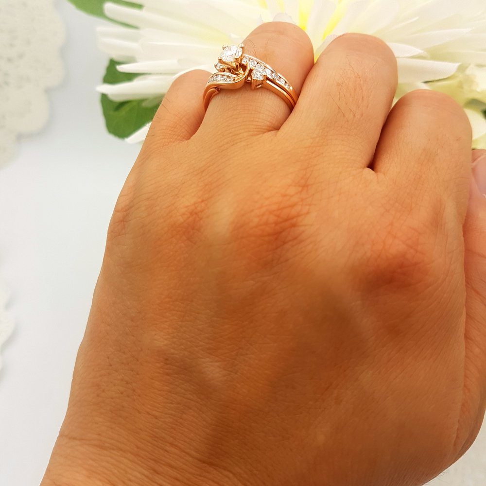 Dazzlingrock Collection 1.00 Cttw Round Lab Grown White Diamond Women Swirl Engagement Ring Set in 18K Solid Rose Gold, Size 7.5