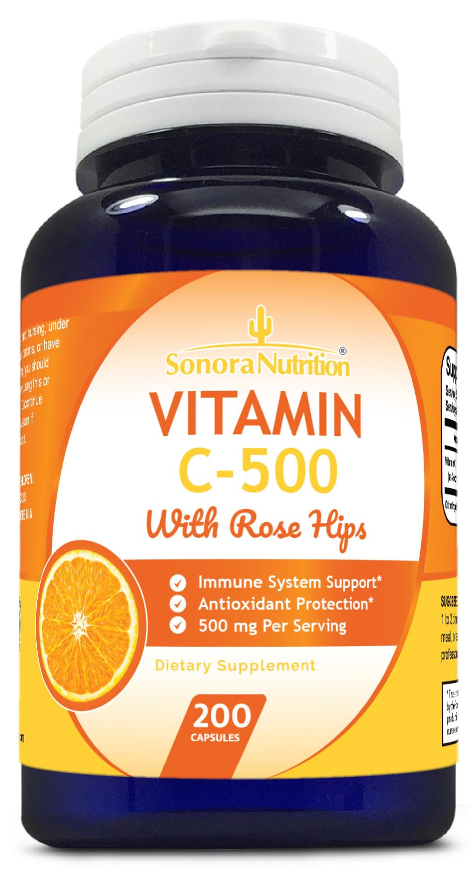 Vitamin C with Rose HIPS 500 mg, 200 Capsules