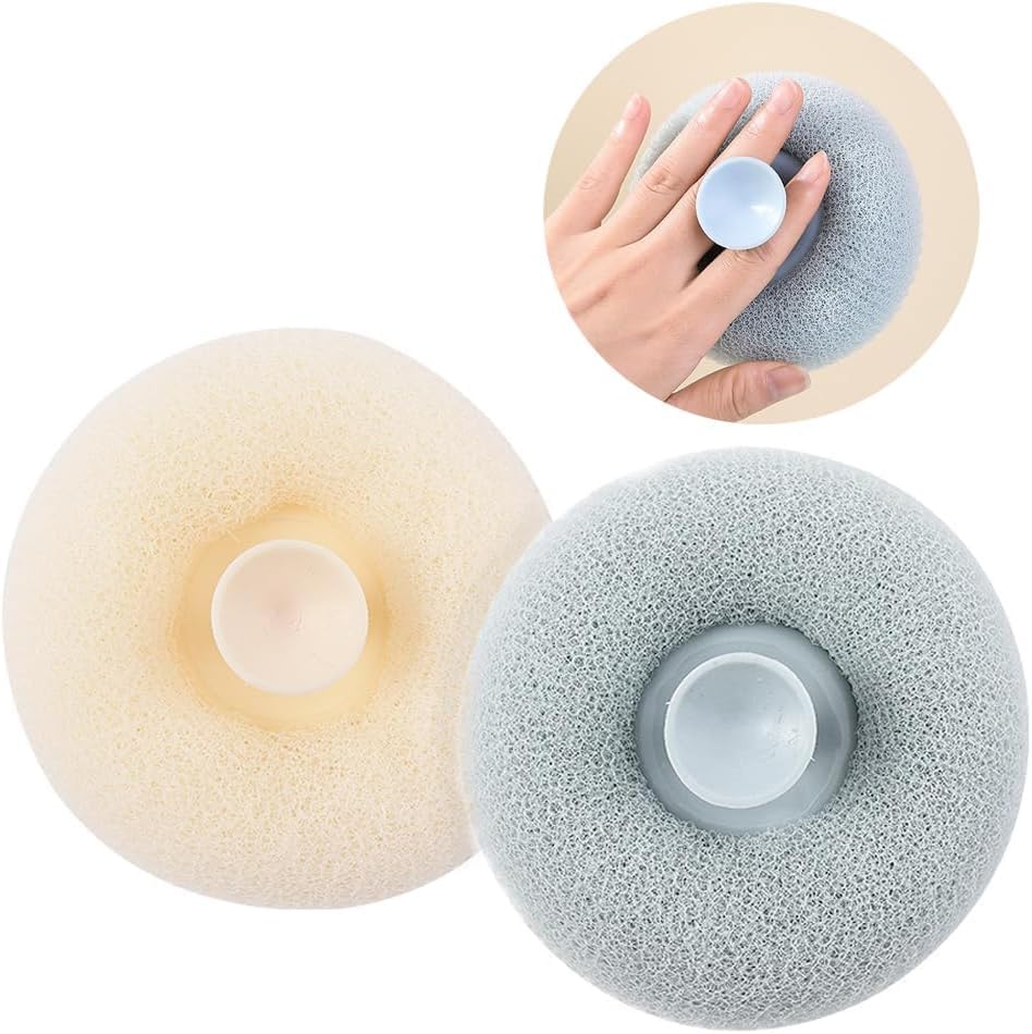 Suction Cup Bath Ball, Super Soft Sunflower Suction Cup Bath Ball Shower Sponge Exfoliating Shower Ball Bath Sponges Shower Loofah Sponges to Scrub Body and Enjoy Shower Apricot & Blue
