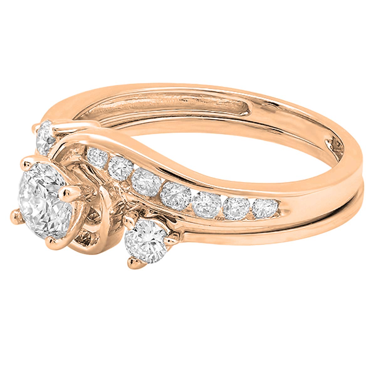 Dazzlingrock Collection 1.00 Cttw Round Lab Grown White Diamond Women Swirl Engagement Ring Set in 18K Solid Rose Gold, Size 7.5