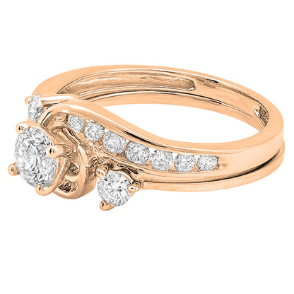 Dazzlingrock Collection 1.00 Cttw Round Lab Grown White Diamond Women Swirl Engagement Ring Set in 18K Solid Rose Gold, Size 7.5