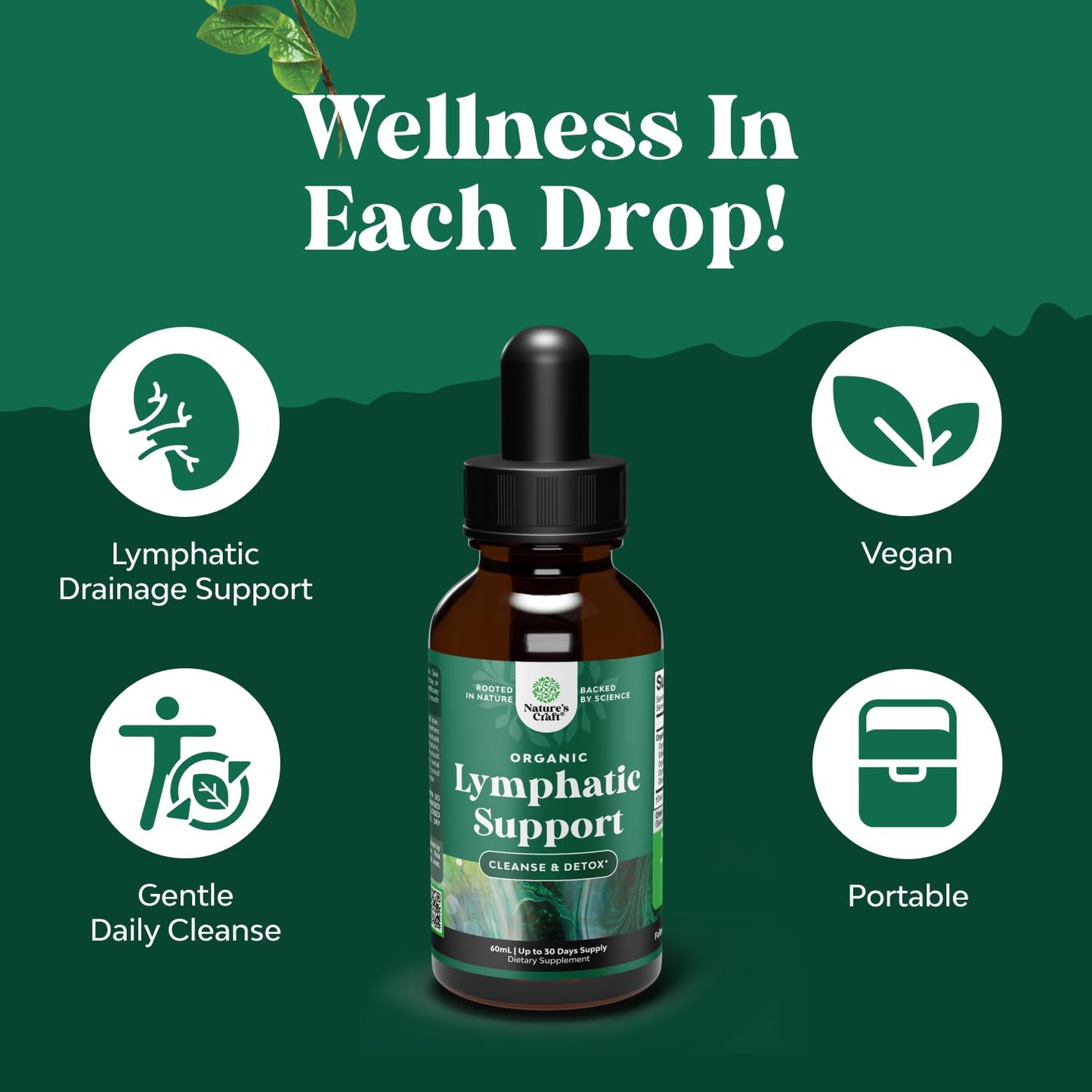 Herbal Lymphatic Drainage Drops Cleanse and Immune Support Supplement