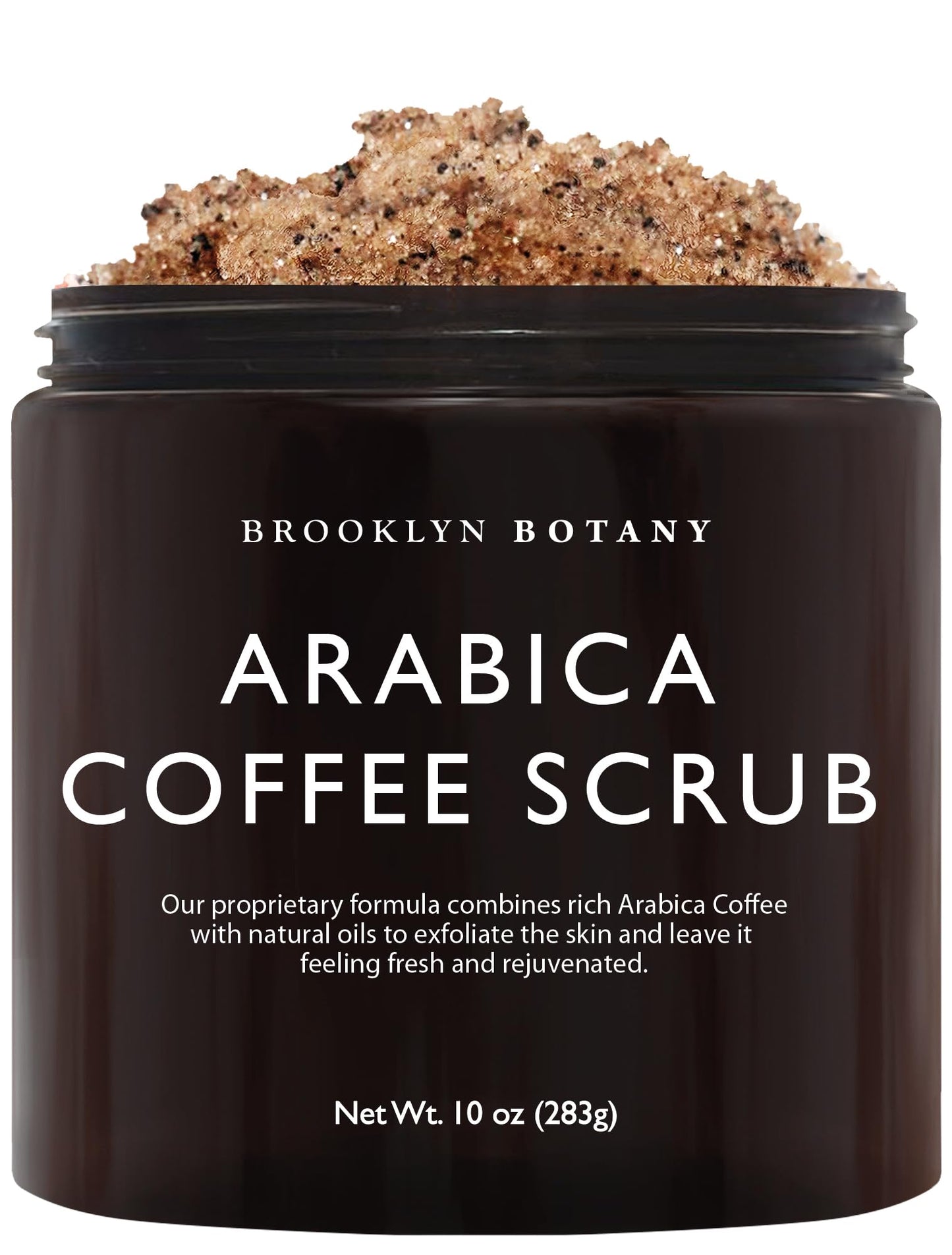 Brooklyn Botany Arabica Coffee Body Scrub - Moisturizing and Exfoliating for Body, Face, Hand, Foot - Fights Stretch Marks, Fine Lines, Wrinkles - Great Gifts for Women & Men - 10 oz