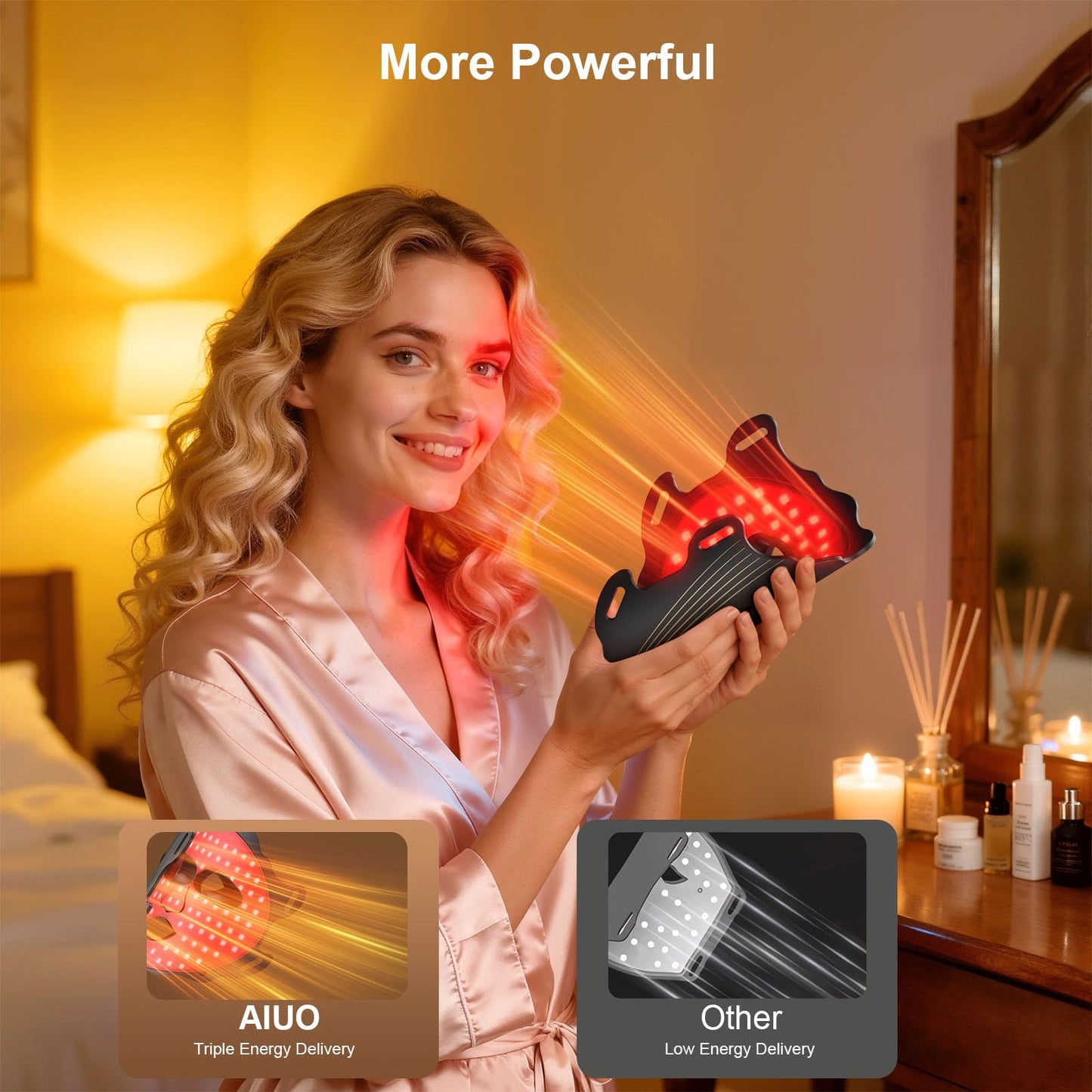 Red Light Therapy for Face, Led Face Mask Light Therapy with Rechargeable Remote, LED Face Mask Light Therapy at Home, Comfortable Red Light Therapy Mask