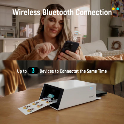 Color Sticker Printer & Cutting Machine - All-in-One Sticker Maker for DIY Crafts, Custom Labels & Gifts. Thermal Dye-Sublimation Photo Printer, 300 DPI, Precise AI Auto-Cutting