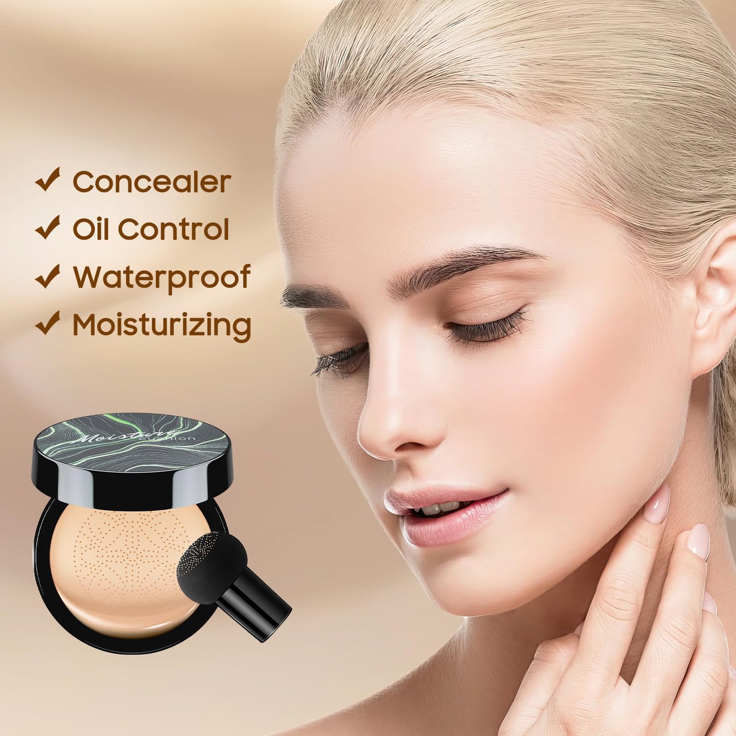 BB Cream Face Foundation Makeup, Moisturizing Concealer Brighten Long-Lasting, Even Skin Tone for All Skin Types (Natural, 1 PCS)