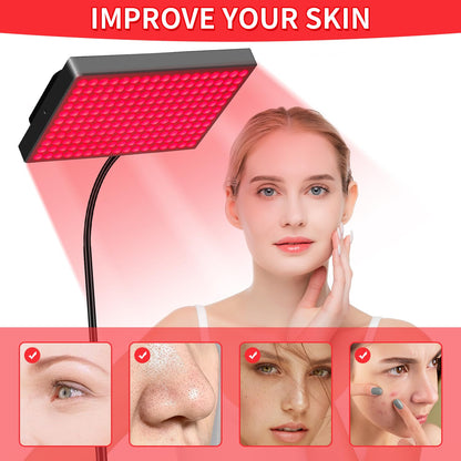 Red Light Therapy for Face,Red Infrared Light Therapy Lamp with Stand Panel Led 660nm & 850nm Infrared Light Device for Body