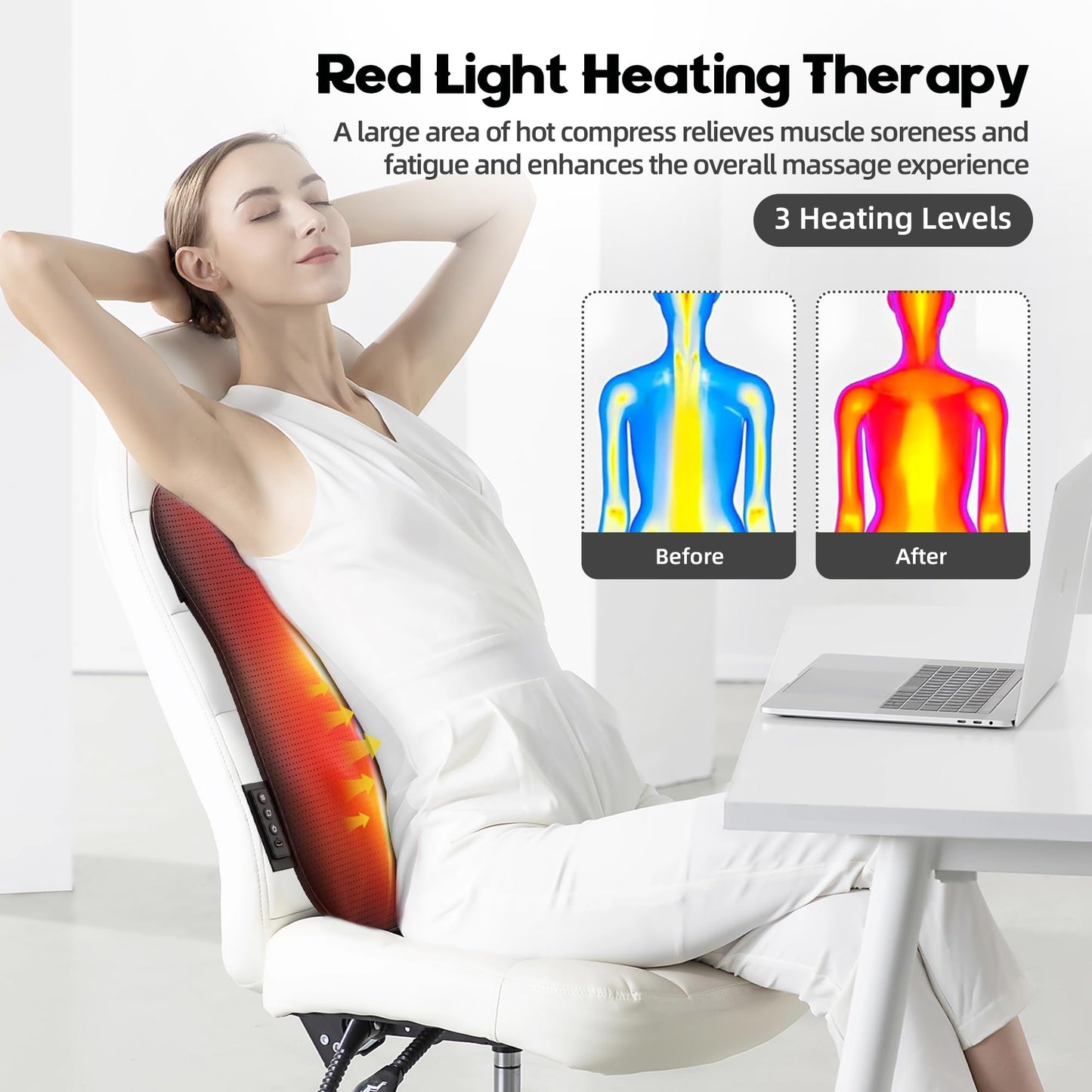 Back Massager with Heat,Rechargeable Cordless Back Massager for Pain Relief Deep Tissue,4D Kneading Massage for Shoulders, Neck,for Home Office Car Use,Men's and Women's Gifts