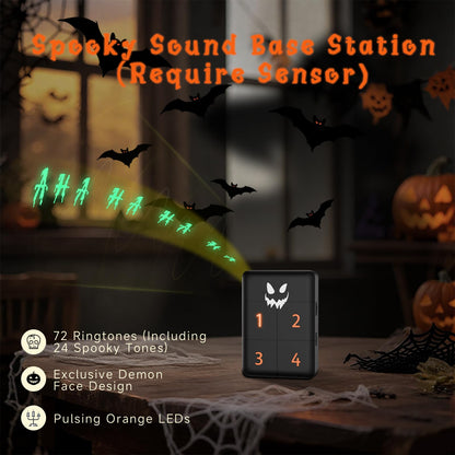 Halloween Decorations Motion Detector with App – Rechargeable Base Station with Spooky Halloween Music, Halloween-Themed Gift Packaging, Idea Gift for Homeowners &Trick-or-Treaters