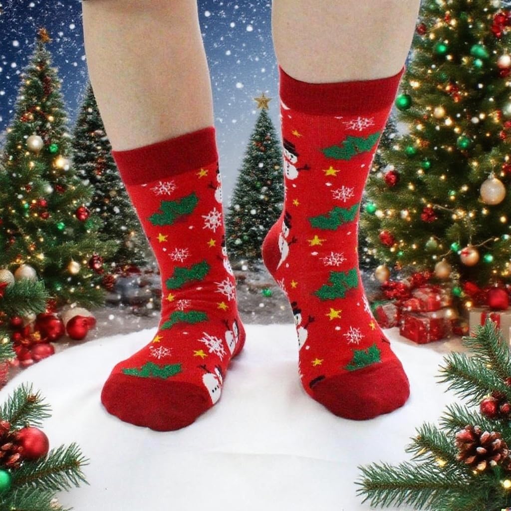 Christmas Socks Women, Funny Crazy Novelty Fun Cute Funky Hoilday Crew Socks Size 6-9
