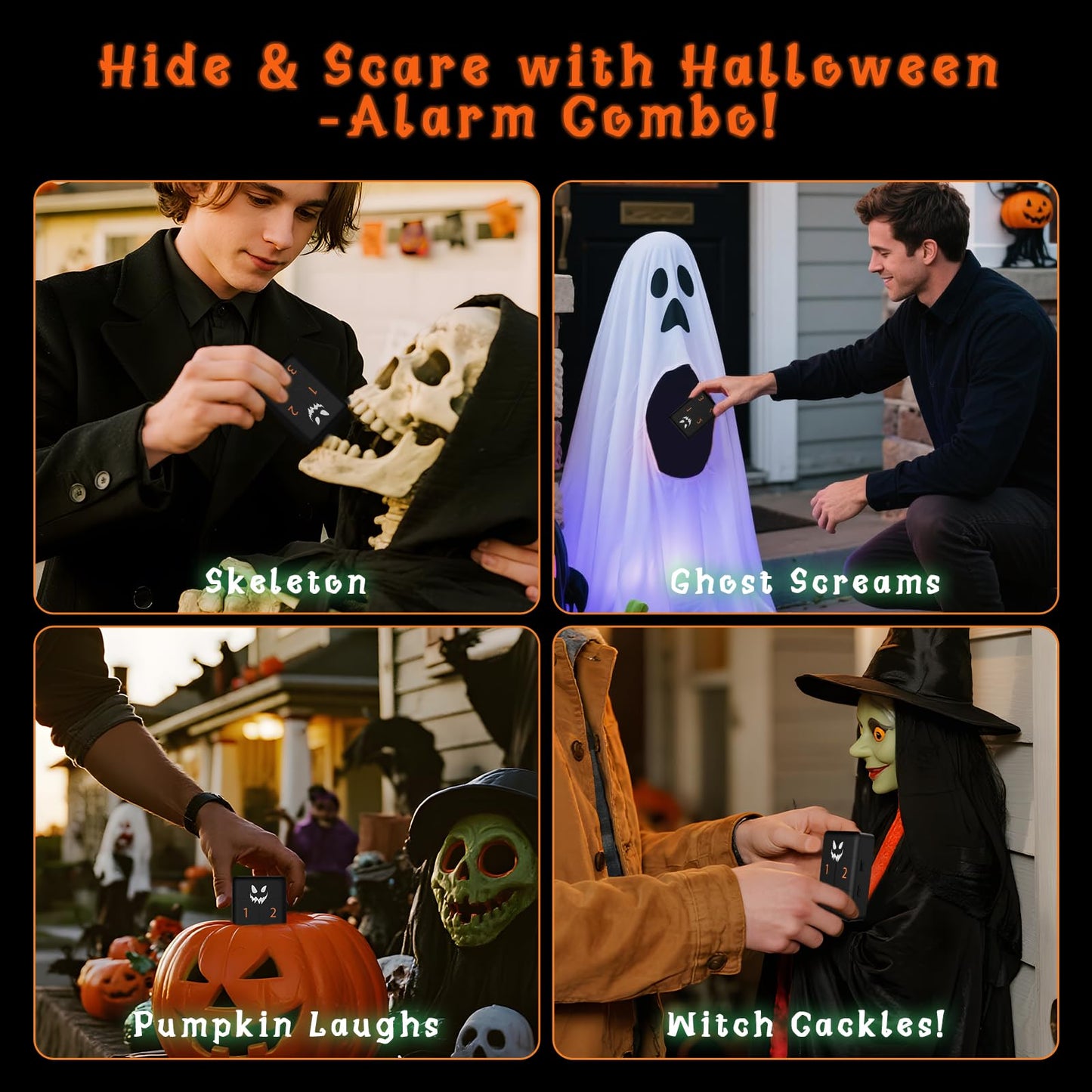 Halloween Decorations Motion Detector with App – Rechargeable Base Station with Spooky Halloween Music, Halloween-Themed Gift Packaging, Idea Gift for Homeowners &Trick-or-Treaters