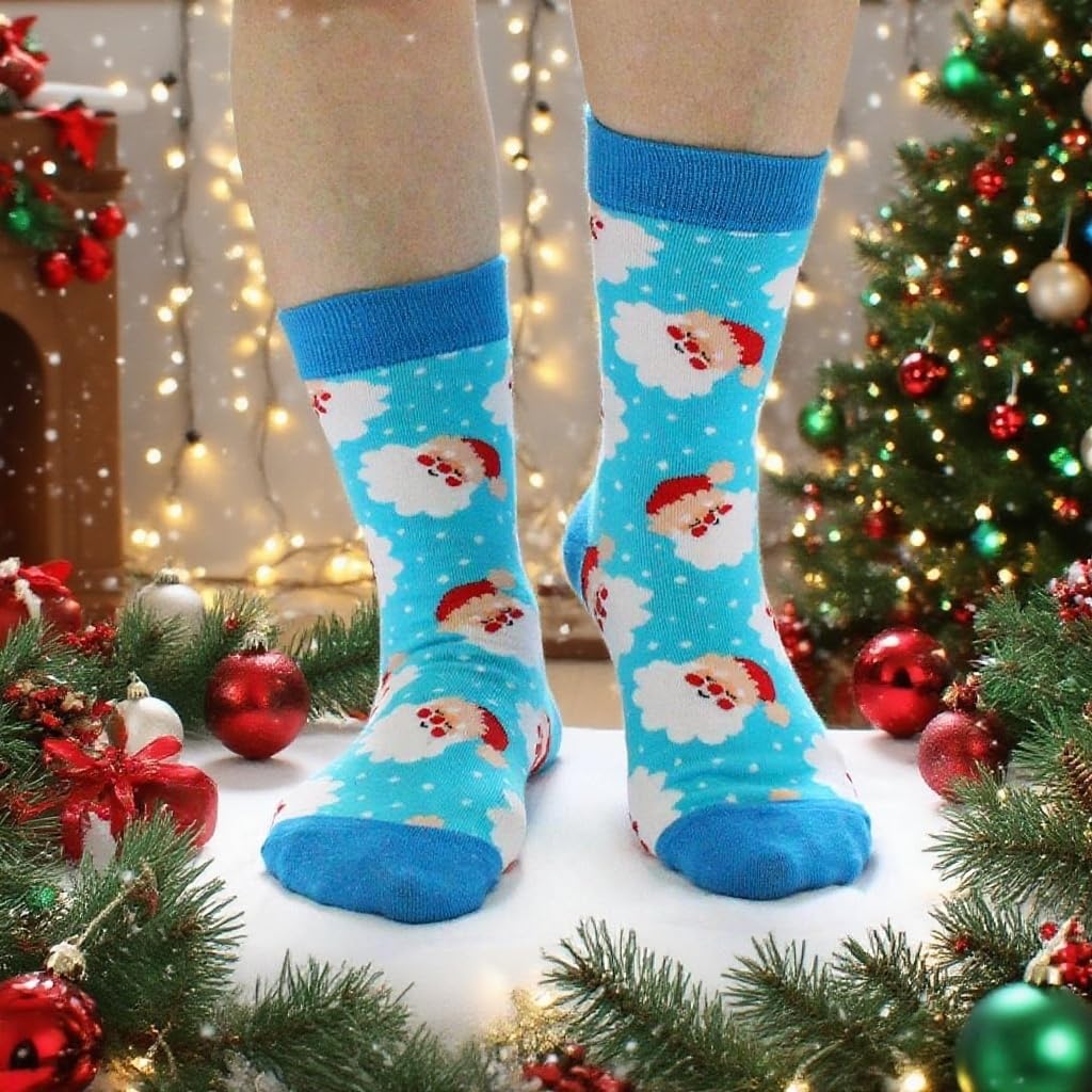 Christmas Socks Women, Funny Crazy Novelty Fun Cute Funky Hoilday Crew Socks Size 6-9