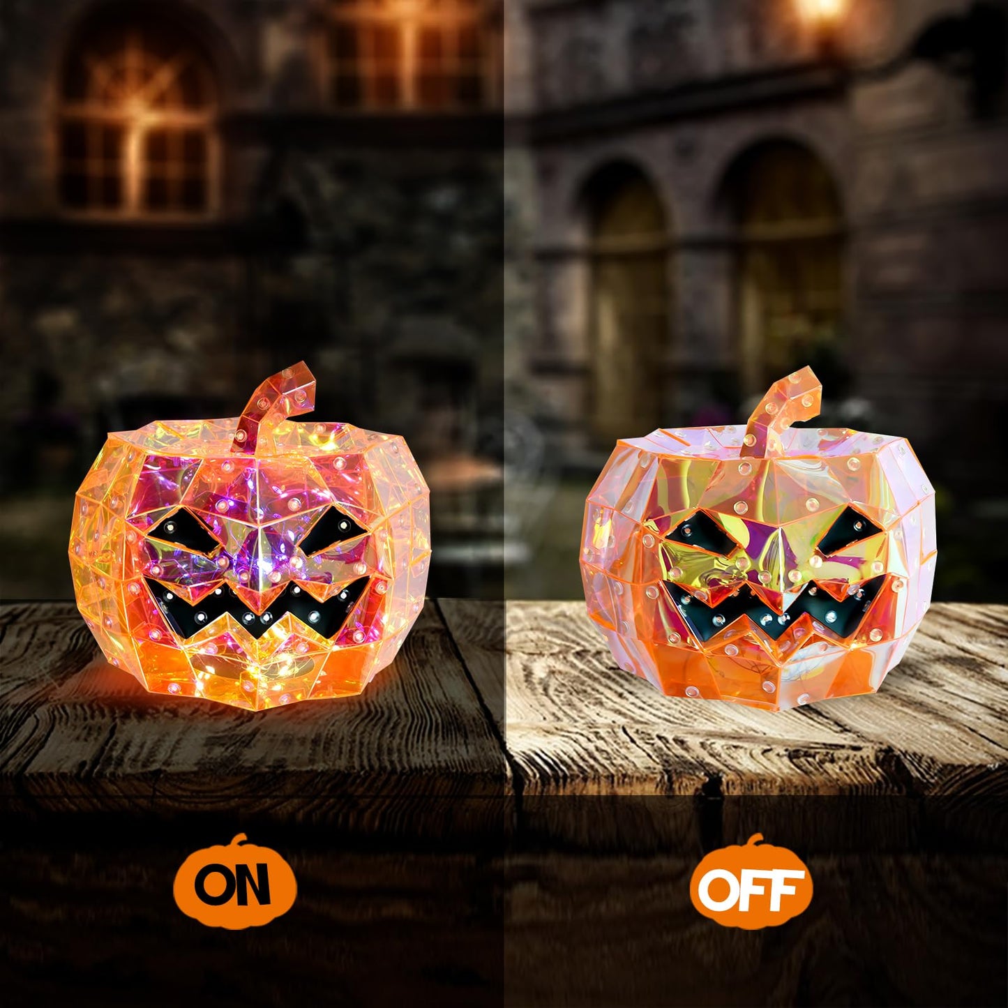 Pyrrhiax Prismatic Iridescent Pumpkin,Iridescent led Pumpkin,Halloween Ghost Decorations,Halloween Light Up Ghost