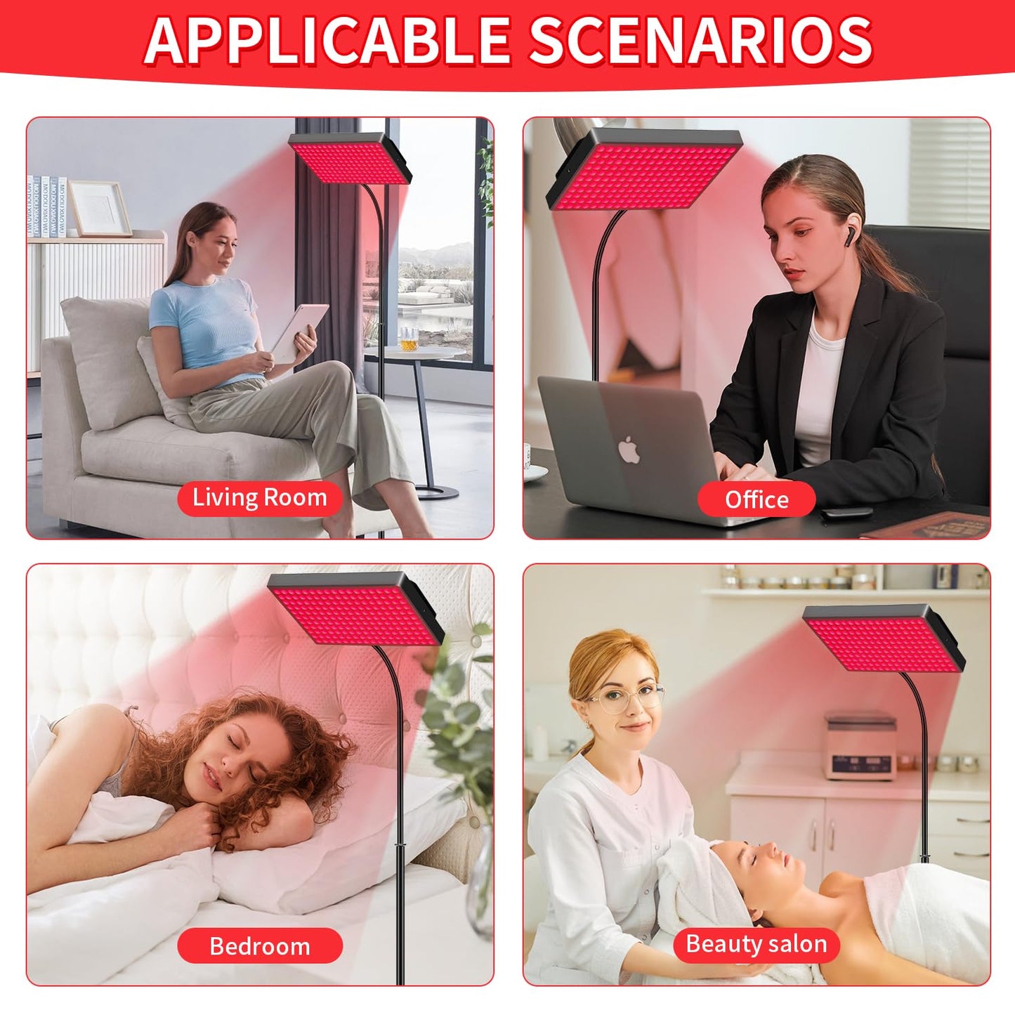Red Light Therapy for Face,Red Infrared Light Therapy Lamp with Stand Panel Led 660nm & 850nm Infrared Light Device for Body