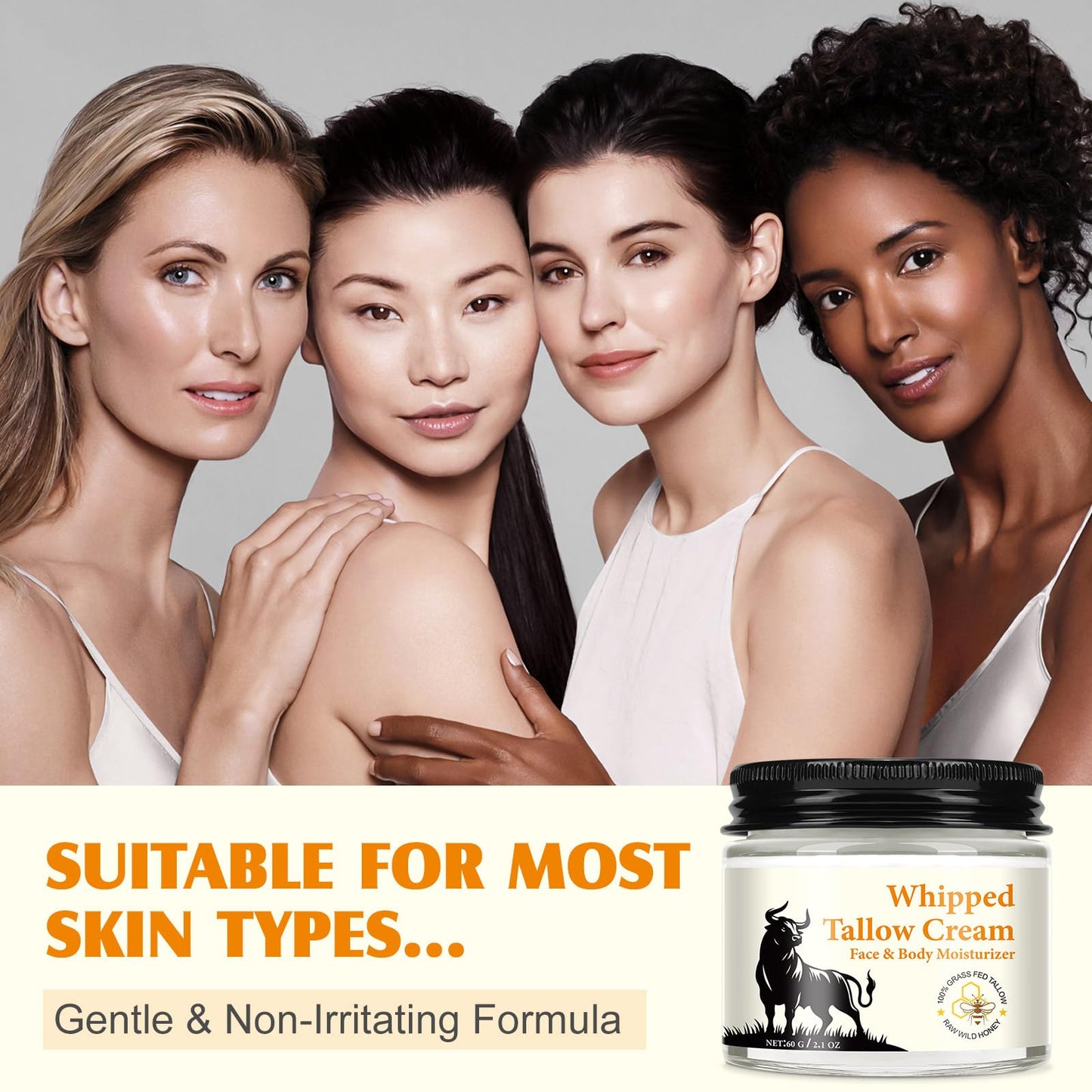 Beef Tallow and Honey Cream for Skin, Moisturizer Creams, Whipped Tallow Cream for Smooth Nourishing Face & Body, Natural Beef Tallow Balm for Skin Care, Beef Tallow, Butter and Honey Balm