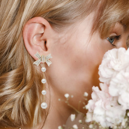 Pearl Drop Earrings for Women, Gold Plated Pearl Dangle Earrings, Hypoallergenic Elegant Gold Pearl Tassel Earring, Birthday Gift