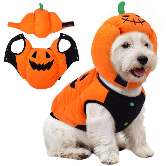 Halloween Dog Costume | Small-Breed Pumpkin Hat | Adjustable & Secure Fit, Thermal-Warmth, Pup Festival Parties