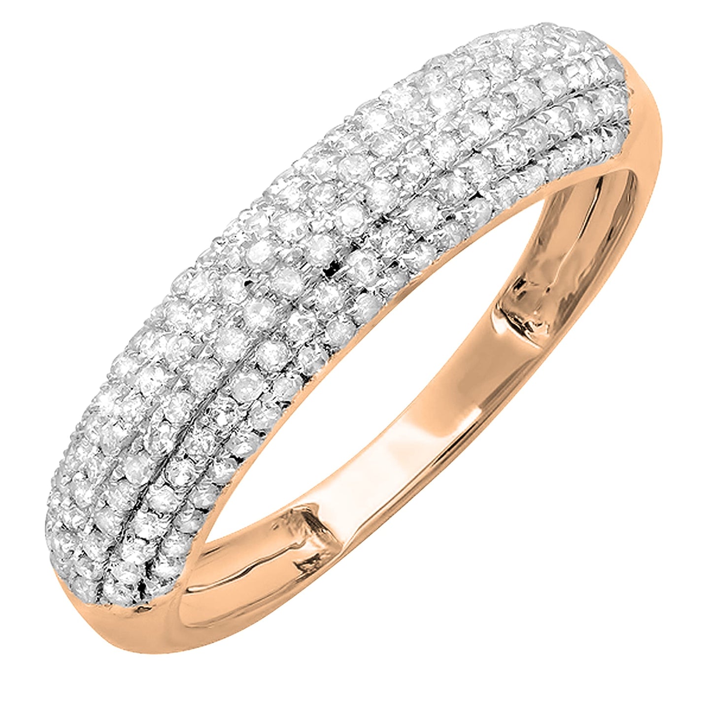 Dazzlingrock Collection 0.50 Cttw Round Lab Grown White Diamond Women Anniversary Wedding Band, 18K Solid Rose Gold, Size 6.5