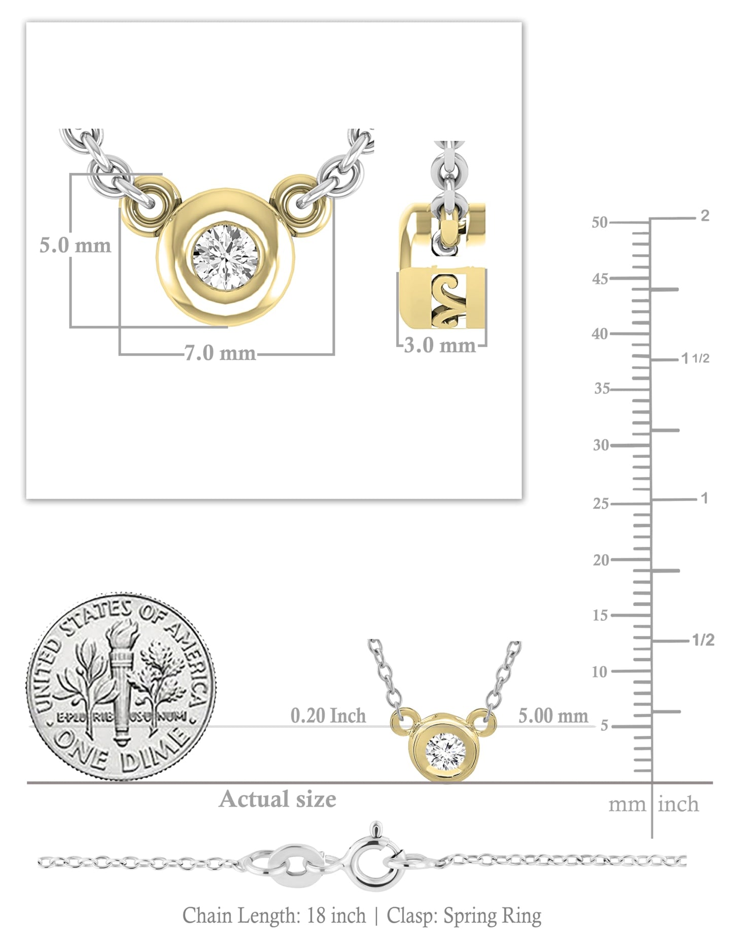 Dazzlingrock Collection 0.50 Cttw Round Diamond Women Bezel Set Solitaire Pendant, 14K Solid Yellow Gold